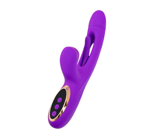 Фиолетовый вибратор с вакуумной стимуляцией и язычком Pitti - 24 см.