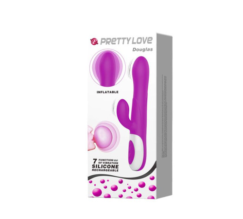 Лиловый вибратор Douglas с клиторальным отростком и функцией расширения - 24,9 см.