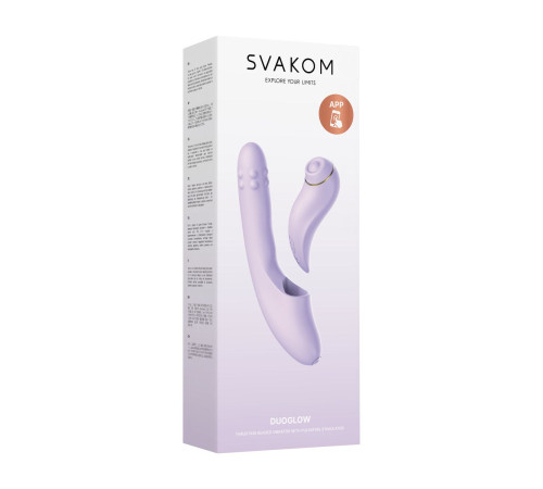 Сиреневый вибромассажер со съёмным клиторальным пульсатором DuoGlow