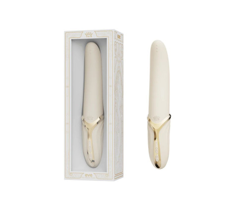 Бежевый вибростимулятор с имитацией оральных ласк и функцией нагрева Eve