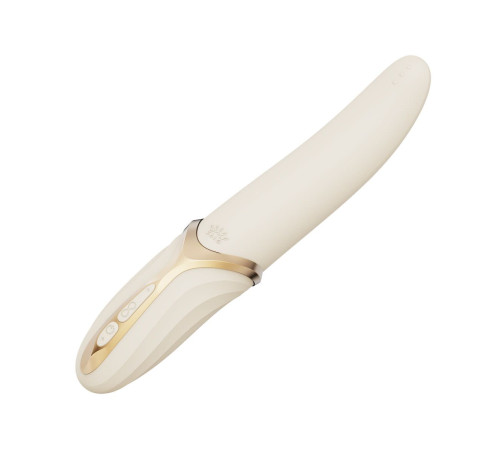 Бежевый вибростимулятор с имитацией оральных ласк и функцией нагрева Eve