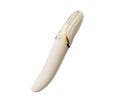 Бежевый вибростимулятор с имитацией оральных ласк и функцией нагрева Eve