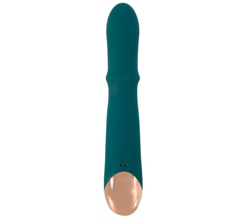 Зеленый вибратор-кролик с подвижным кольцом Thumping Rabbit Vibrator - 22,7 см.