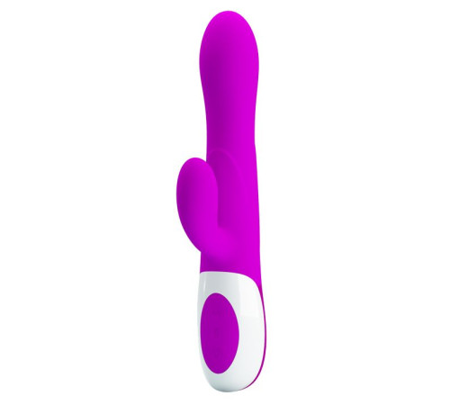 Лиловый вибратор Douglas с клиторальным отростком и функцией расширения - 24,9 см.