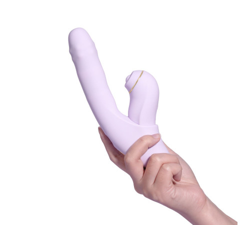 Сиреневый вибромассажер со съёмным клиторальным пульсатором DuoGlow