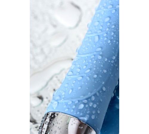 Голубой силиконовый вибратор с функцией нагрева и пульсирующими шариками FAHRENHEIT - 19 см.