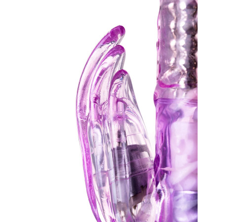 Фиолетовый вибратор High-Tech fantasy с клиторальным лепестком - 21 см.