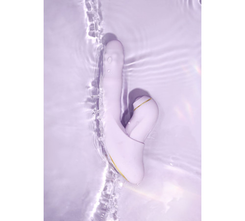 Сиреневый вибромассажер со съёмным клиторальным пульсатором DuoGlow