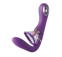 Сиреневый вибростимулятор с помпой и имитатором языка Her Ultimate Pleasure Pro