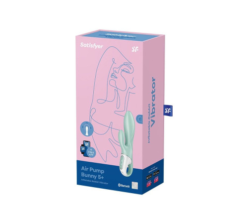Зеленый вибратор-кролик Satisfyer Air Pump Bunny 5+ с функцией расширения - 20,4 см.