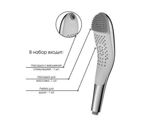 Лейка для душа Massage Hand Shower с 2 сменными насадками Лейка для душа Massage Hand Shower с 2 сменными насадками