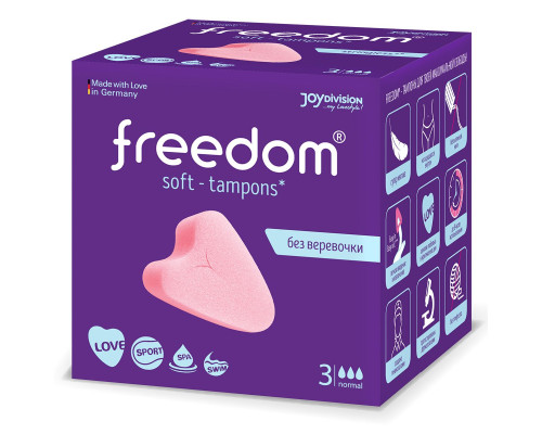 Заказать Женские гигиенические тампоны без веревочки FREEDOM normal - 3 шт. Заказать Женские гигиенические тампоны без веревочки FREEDOM normal - 3 шт.