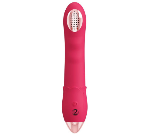 Малиновая насадка на душ с вибрацией Showers to orgasm - 20,1 см.