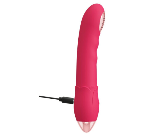 Малиновая насадка на душ с вибрацией Showers to orgasm - 20,1 см.