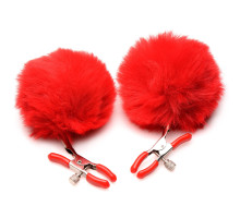 Красные зажимы на соски с помпонами Pom Pom