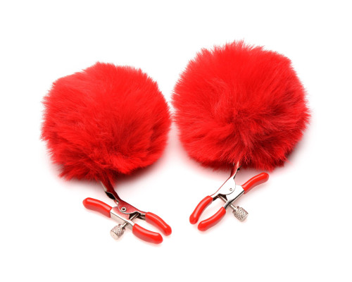 Заказать Красные зажимы на соски с помпонами Pom Pom