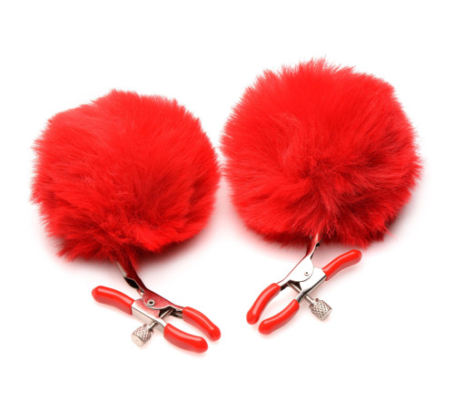 Красные зажимы на соски с помпонами Pom Pom