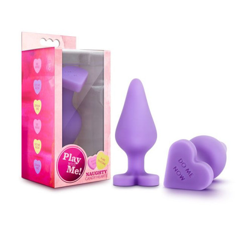 Фиолетовая анальная пробка Naughty Candy Heart Do Me Now - 8,9 см.