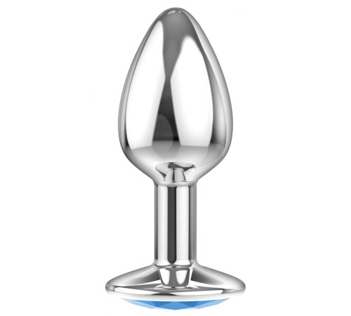 Малая серебристая анальная пробка Diamond Light blue Sparkle Small с голубым кристаллом - 7 см.