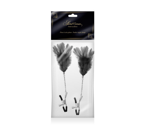 Зажимы для сосков с черными перьями Sweet Caress Feather Nipple Clumps