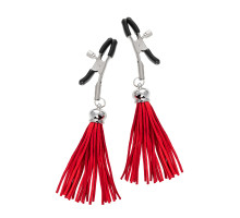 Зажимы на соски «Прищепки» с красными кисточками из замши