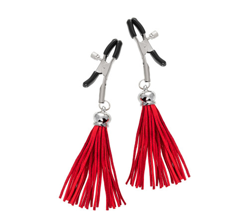 Зажимы на соски «Прищепки» с красными кисточками из замши