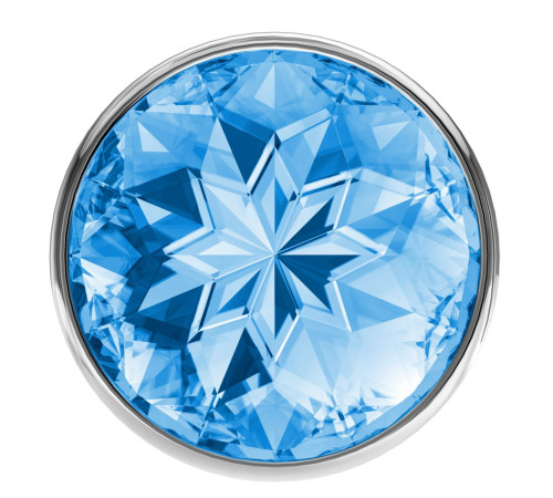 Малая серебристая анальная пробка Diamond Light blue Sparkle Small с голубым кристаллом - 7 см.