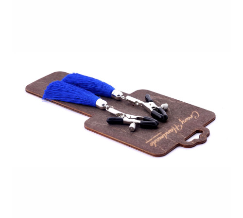 Зажимы на соски с синими кисточками из шелка