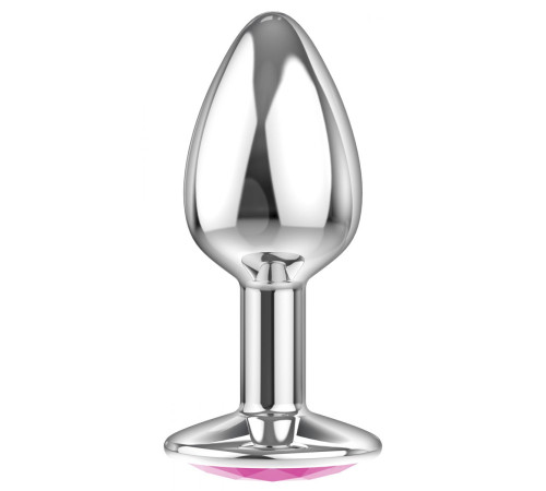 Малая серебристая анальная пробка Diamond Pink Sparkle Small с розовым кристаллом - 7 см.