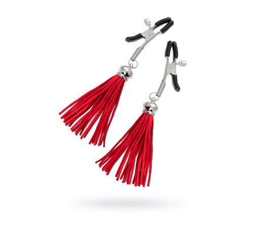 Зажимы на соски «Прищепки» с красными кисточками из замши