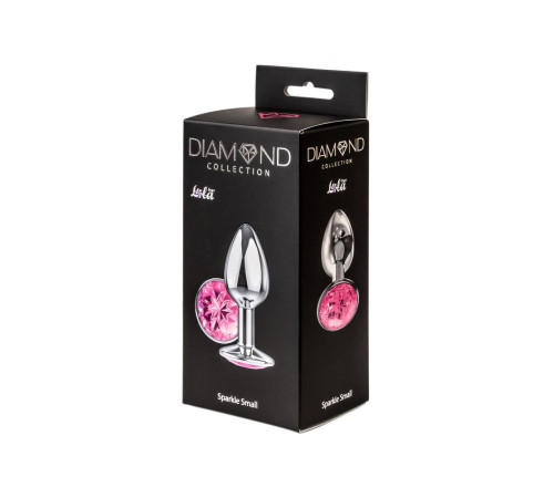 Малая серебристая анальная пробка Diamond Pink Sparkle Small с розовым кристаллом - 7 см.