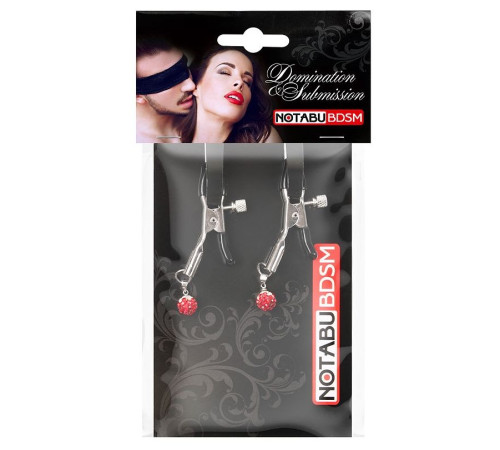 Металлические зажимы на соски с декором в виде красных шариков