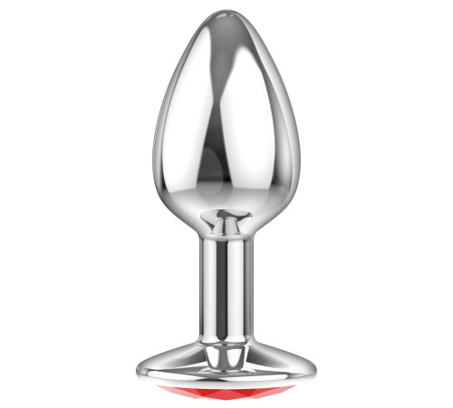 Малая серебристая анальная пробка Diamond Red Sparkle Small с красным кристаллом - 7 см.