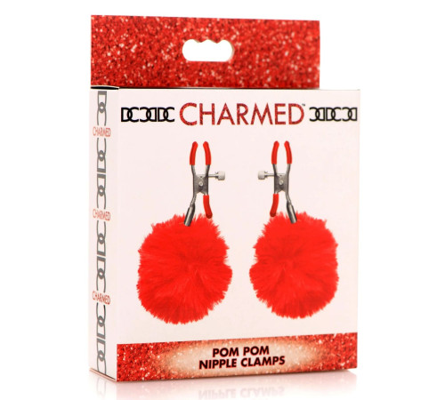 Красные зажимы на соски с помпонами Pom Pom