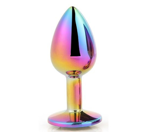 Голографическая анальная втулка с радужным кристаллом - 7,1 см.