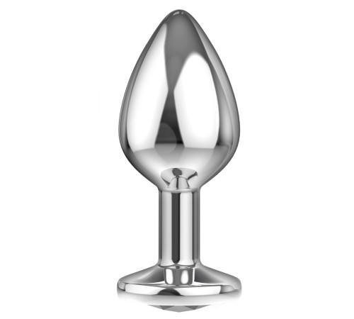 Большая серебристая анальная пробка Diamond Clear Sparkle Large с прозрачным кристаллом - 8 см.