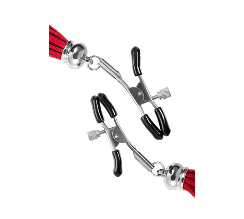 Зажимы на соски «Прищепки» с красными кисточками из замши