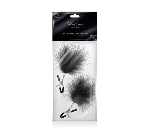 Зажимы на соски с черными пуховыми кисточками Sweet Caress Feather Nipple Clumps