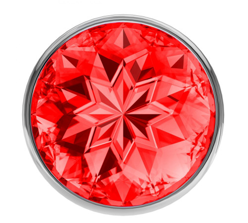 Малая серебристая анальная пробка Diamond Red Sparkle Small с красным кристаллом - 7 см.
