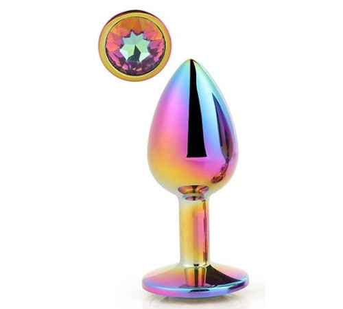 Голографическая анальная втулка с радужным кристаллом - 7,1 см.