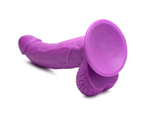 Заказать Фиолетовый фаллоимитатор на присоске 7.5  Dildo with Balls - 21,5 см.