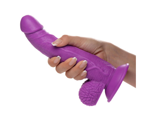 Заказать Фиолетовый фаллоимитатор на присоске 7.5  Dildo with Balls - 21,5 см.