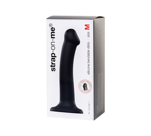 Черный фаллос на присоске Silicone Bendable Dildo M - 18 см.