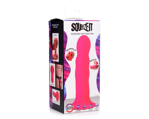 Заказать Розовый гибкий фаллоимитатор Squeeze-It Wavy Dildo - 18,3 см.