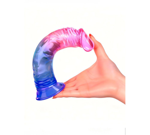 Яркий розово-синий фаллоимитатор с присоской