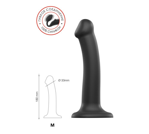 Черный фаллос на присоске Silicone Bendable Dildo M - 18 см.