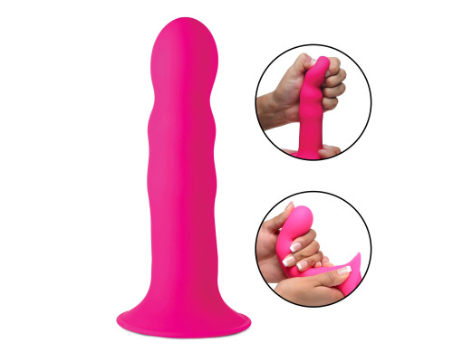 Заказать Розовый гибкий фаллоимитатор Squeeze-It Wavy Dildo - 18,3 см.
