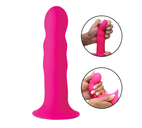 Розовый гибкий фаллоимитатор Squeeze-It Wavy Dildo - 18,3 см. Розовый гибкий фаллоимитатор Squeeze-It Wavy Dildo - 18,3 см.