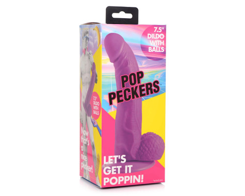 Заказать Фиолетовый фаллоимитатор на присоске 7.5  Dildo with Balls - 21,5 см.