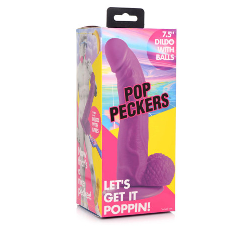 Фиолетовый фаллоимитатор на присоске 7.5  Dildo with Balls - 21,5 см.